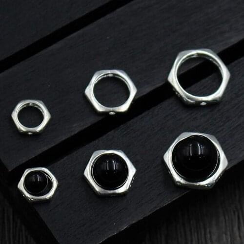 100% 925 Silver Ring Bead Sterling Silver Spacers DIY Bracelet Accessories Pure Silver Circle Beads