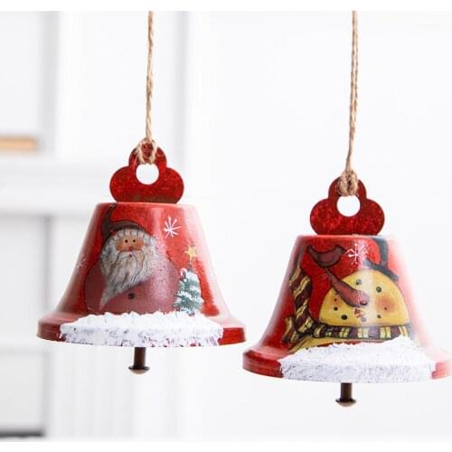 Christmas Tree Bells Wrought Iron Paint Ornaments Bells Jingle Hanging Decor crafts christmas Pendant
