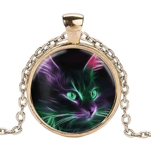 Hot sale curious cat cabochon glass pendant exquisite fashion gift for children and students