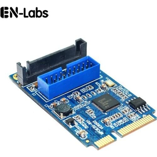 En-Labs Motherboard Mini PCI Express to Dual USB 3.0 20-pin Add On Card Adapter,Mini PCIe PCI-e to 2 ports USB 3.0 w/ SATA power