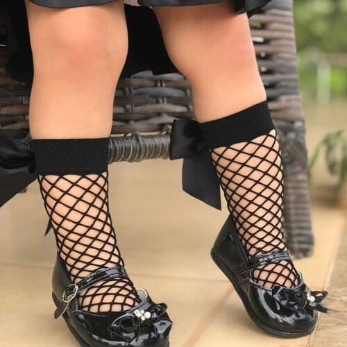 British Style Cute Baby Girls Mesh Socks With Big Bow Mesh Net Hollow Out Children Fashion Princess Accessories Kids Stuff