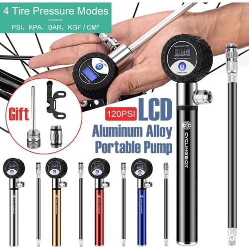 Mini Bicycle Pump With 4 Pressure Gauge 120 PSI Hand Cycling Pump Presta and Schrader Ball Road MTB Tire Bike Pump dopshipping