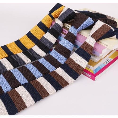 Mens Knit Ties Casual Striped Knitted Neck Ties For Men Wedding Suits Polyester Slim Neckties Gravatas Business Skinny Men Ties