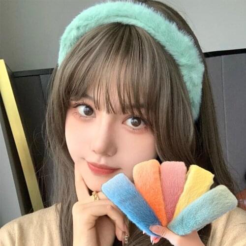 New women Candy Colors Soft Plush Warm Wide Hairbands Sweet Hair Decorate Hoop Hair Ornaments Headband Fashion Hair Accessories