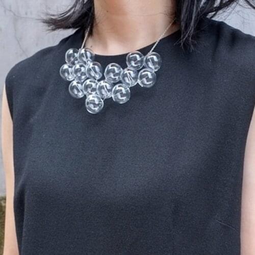 Summer Rain Original Transparent Bubble Choker Necklace For Women 2021 New Simple Clear Glass Ball Hand Craft Chain Necklace