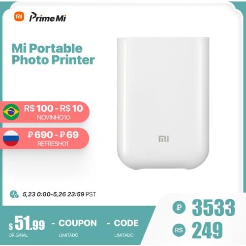 Xiaomi Mijia Portable AR Printer 300dpi Photo Mini Pocket With DIY Share 500mAh picture printer pocket printer with 20pcs Paper