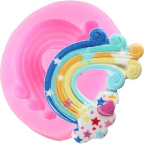 Rainbow Silicone Mold Cake Border Fondant Molds Baby Birthday Cake Decorating Tools Chocolate Gumpaste Moulds Candy Clay Mould