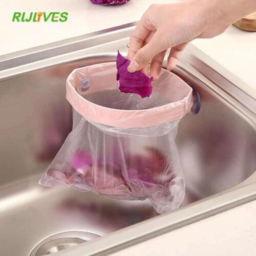 RLJLIVES Suction Cup Garbage Bag Kitchen Clip Garbage Storage Rack kitchen Accessories Organizer