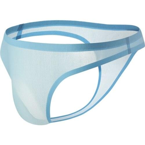 Sexy Gay Underwear Mens G-String Thongs Transparent Underpants Solid Low Rise Bulge Pouch T-Back Panties Man Erotic Lingeries