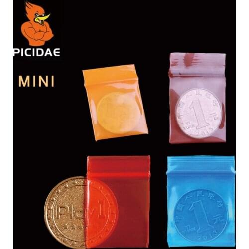 Blue orange red brown Mini Zip Lock Grip Plastic Packaging Bag Food Candy Beans Jewelry Resealable PE Self Sealing Small colour
