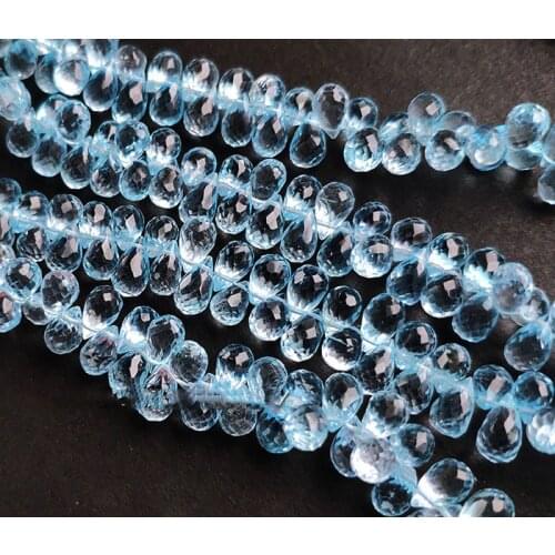 TOPAZ drop faceted 7-8mm sky blue 20cm for DIY jewelry making loose beadsFPPJ wholesale nature gemstone
