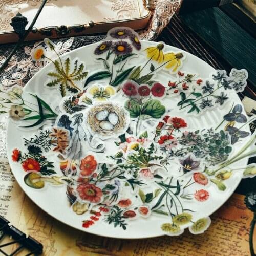 Vintage Flowers Plants Paper Die Cut Stickers for DIY Junk Journal Planner Scrapbooking Card Making Crafts Photo Album Deco