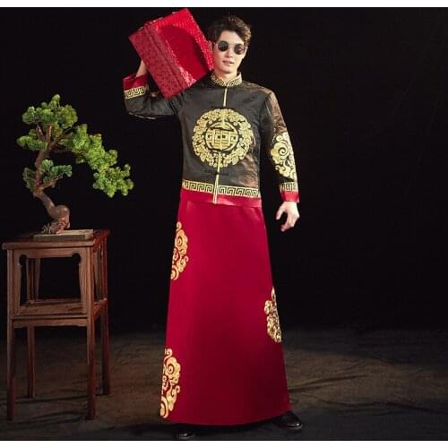 Bridegroom Retro Cheongsam Exquisite Embroidery Toast Clothing Oversize S-2XL Men Wedding Clothing Chinese Style Marriage Set