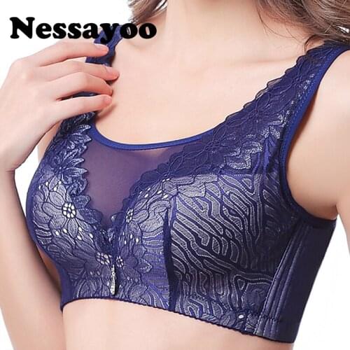 Nessayoo No Rims Sexy Lingeries Women bras plus size 105BCD 46BCD lace Vest womens underwear Push Up full Coverage 42D 44D 46D