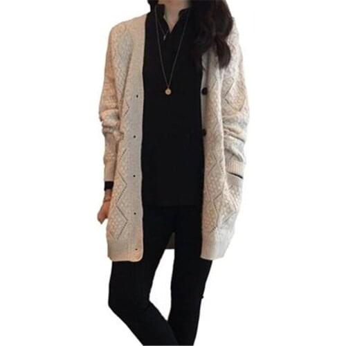 2021 New Arrivals Womens Knitted Sweater Spring Autumn Cardigans V-Neck Female Outerwear Loose Trendy Lady Clothing Long Sleeve