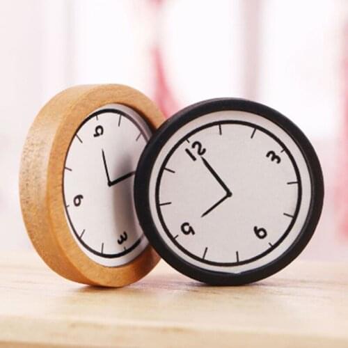 1 pc 1:12 Dollhouse Miniature Wall Clock Play Miniaturas Home Decor Accessories Diy Simulation Furniture Toys