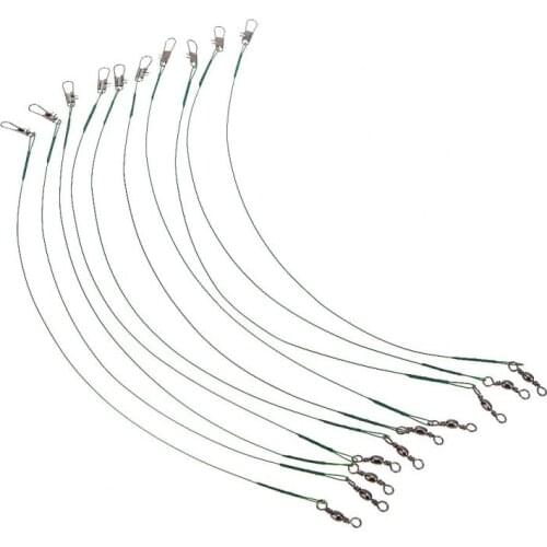10pcs Wire Strand Fishing Trace Wire Leader Swivel Fishing Tackle Copper Wire Hook Metal Lure Spinner Shark Spinning 30CM