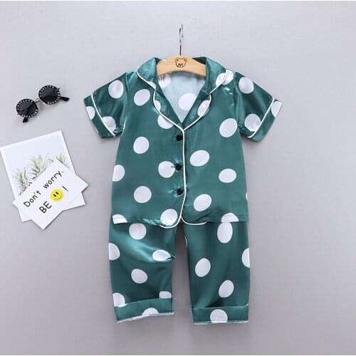 2021 Popular New Children Sleepwear Animal Dot Print Casual Tops Short Sleeve +Trousers Pajamas 2pcs Sets Baby Boy Girl Pajamas