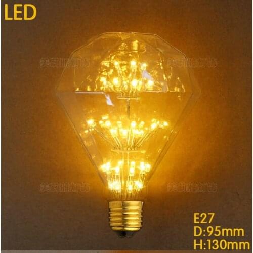 3w E27 220v Decorative Vintage Edison Light Bulb Glass Diamond Chrismas Tree Star LED Bulb