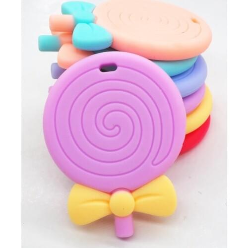 CHENGKAI 5pcs BPA Free Silicone Candy Lollipop Teether DIY newborn Toddler Baby Pacifier Chewing Pendant Clip Toy gift
