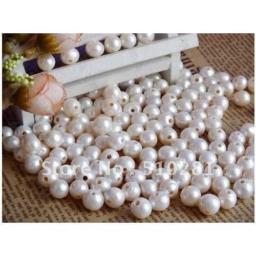 Promotion Stock Items - White 800pcs 2mm Big Hole 9-10mm Loose Freshwater pearl beads For Leather Jewelry