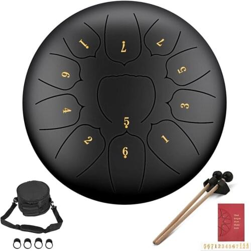 Tongue Drum 10 Inch Steel Tongue Drum 11 Tune Hand Pan Drum Tank With Drumsticks Carrying Bag Percussion Instruments Accessories