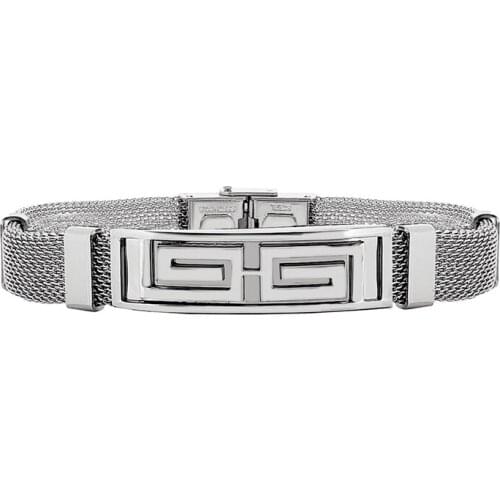 Stainless Steel bracelet Stainless Steel Steel grid gentleman young man gift Fathers Day engraved smooth plate