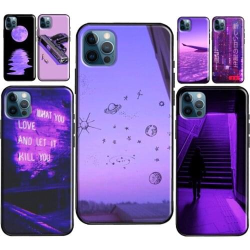 Purple Aesthetic Case For iPhone 12 Pro Max mini XR X XS 6S 7 8 Plus SE 2020 For iPhone 11 Pro Max Coque
