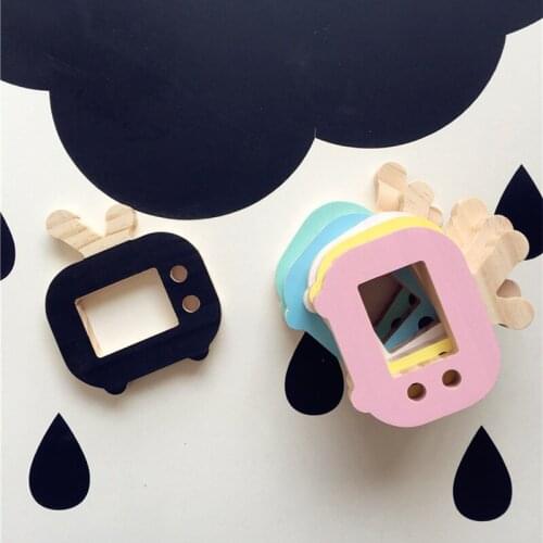 Home Decor Wooden TV toy ornaments Nordic wind furniture Creative Kids Children Room Decoration Toys Props Gift