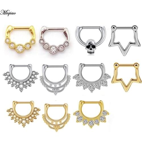 Miqiao 2021 New Arrival 1pc Stainelss Steel Nose Ring Nose Nail Hypoallergenic Septum Nose Rings Popular Piercing Jewelry