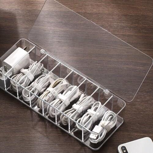 Cable Management Box Multi-Grid Data Cable Storage Case Dustproof Wires Keeper Cable Storage Bin BS