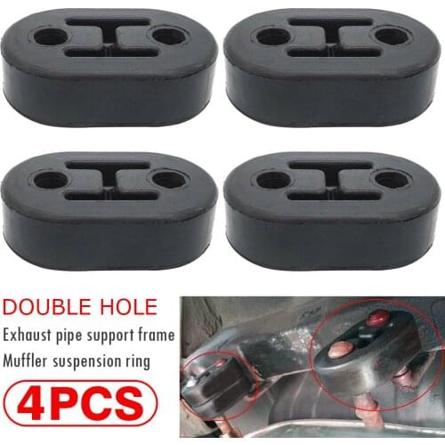 4pcs Black 2 Hole Car Auto Exhaust Mount Repair Hanger Bracket Set Rubber Replacement Support Parts Accessories
