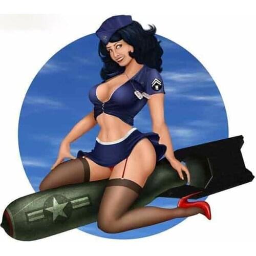 Hot Selling Sexy Girl Car Stickers Air Force Brunette Pin Up Girl Car Decals Waterproof Personality Stickers Funny Vinyl Decal