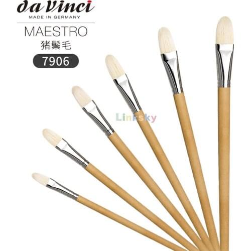 Da vinci MAESTRO series 7906,Oil & Acrylic Paint Brush,Hog Bristle texture is coarse and obvious,Long polished log handle design