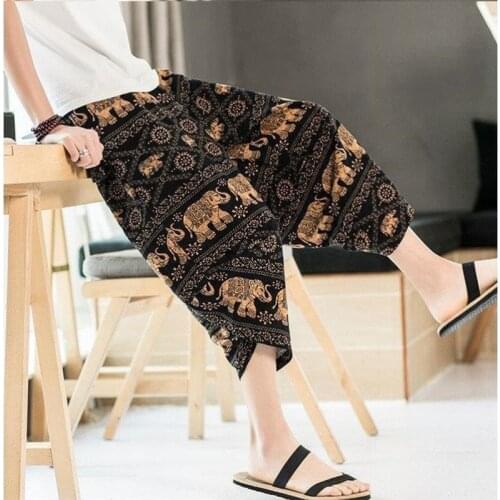 Baggy Harem Pants Men 2021 Summer Japanese Men Women Hip Hop Plus Size Wide Leg Pants Bloomers Calf-Length Pants Joggers