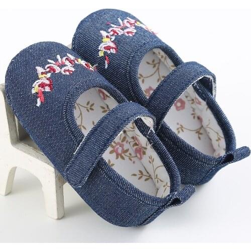 Fashion summer casual childrens solid color embroidery girl baby shoes