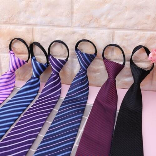 Men Pre Made Striped Fashion Designer Zipper Necktie Business Wedding Formal New