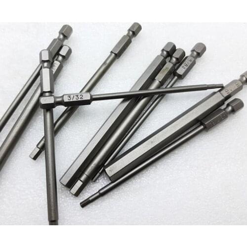 British system L100mm 5/64-5/16" Hex Screwdriver Bit set S2 Steel 10Pcs 1/4" Hex Shank Magnetic Allen security bit Hand Tools