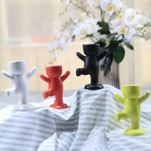 Nordic Creative Ceramic Figures Flower Pots Ornaments Green Plants Potted Succulents Bonsai Pot Garden Decoration Accessories