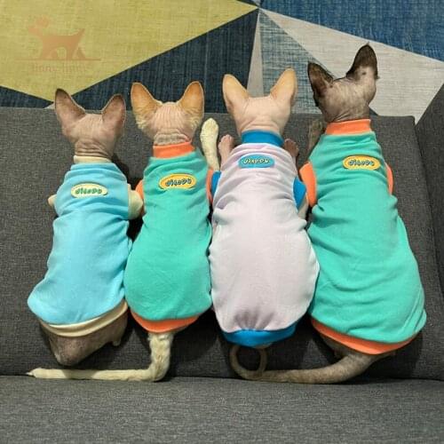 Sphynx Cat Clothes， Pullover Kitten T-Shirts with Sleeves, Hairless Cats Clothes Vest Pajamas Jumpsuit For Sphinx Fairless Cat
