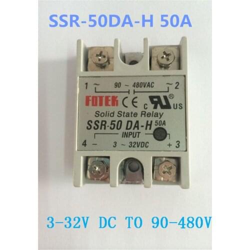 Single Phase SSR-50DA-H actually 3-32V DC TO 90-480V AC SSR 50DA H Solid State Relay