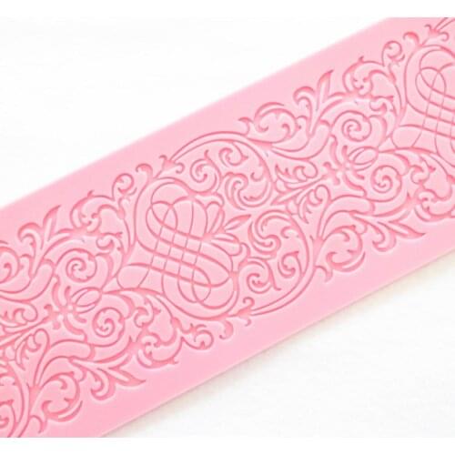 Wholesale L005 Large Floral sugar lace mat sugar craft mold Wedding Cake Decoration Fence lace edge stencil