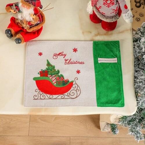 Christmas Decoration American Linen Christmas Placemat Individual Tablecloth Christmas Table Decor For Living Room New Year 2022