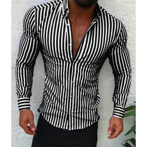 Mens Casual Shirt Slim Fit Mens Casual Striped Shirt Long Sleeve Formal Dress Shirts Men Male Clothing Camisa