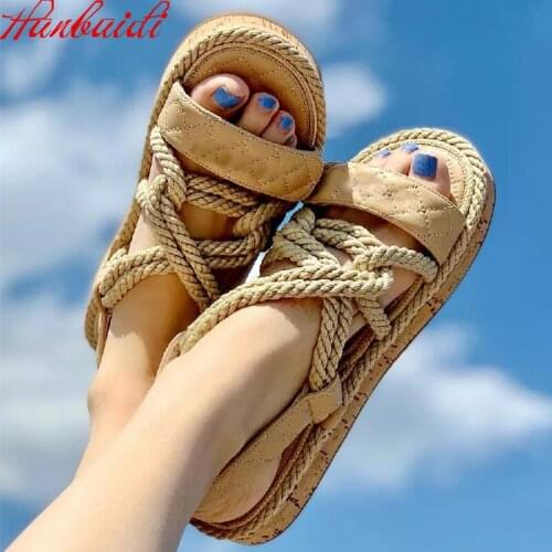 Braided Rope Beach Sandals Being Ladies Beach Sandals Roman Gladiator Sandals Summer Sandals Women Shoes Linen Rope Platform