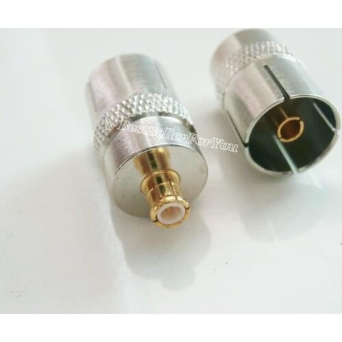 1Pcs MCX plug male to IEC DVB-T TV PAL female jack connector Adapter 50Ohm