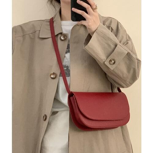 Saddle Shoulder Bags Underarm Women Bags Crossbody Bags for Women Handbag Purse PU Leather Fashion Simple All-match Retro 2021