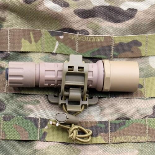 Tactical Molle Webbing Buckle Clip Clasp For Round / Ellipse Shape Handle Flashlight Alpenstock Axe Ice Knife Dagger TAN/BK