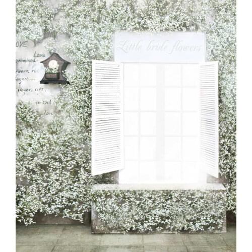 TR 8X8FT Wedding Photo Background Window White Flower Wall Photography Backdrops Background Studio Baby Photos Custom Size