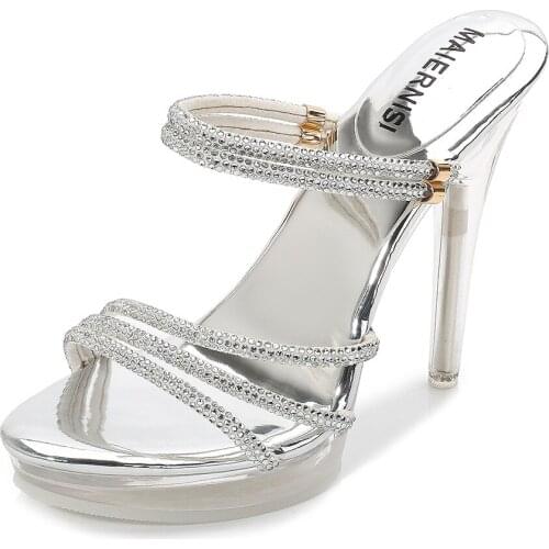 Women shoes colorful diamond high heels slipper refreshing and comfortable womens high heels sexy crystal transparent